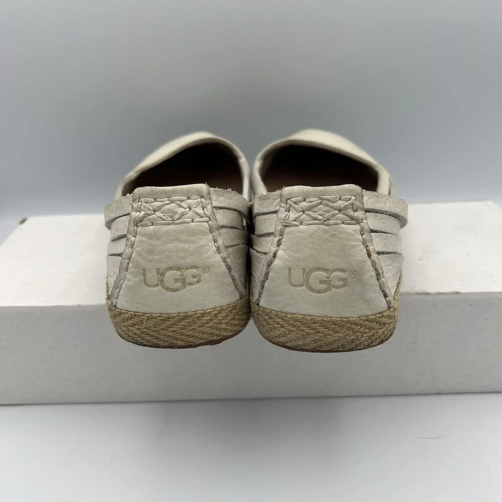 UGG Cicily Cream Leather‎ Shearling Lined Espadrille Flats Ladies 6M